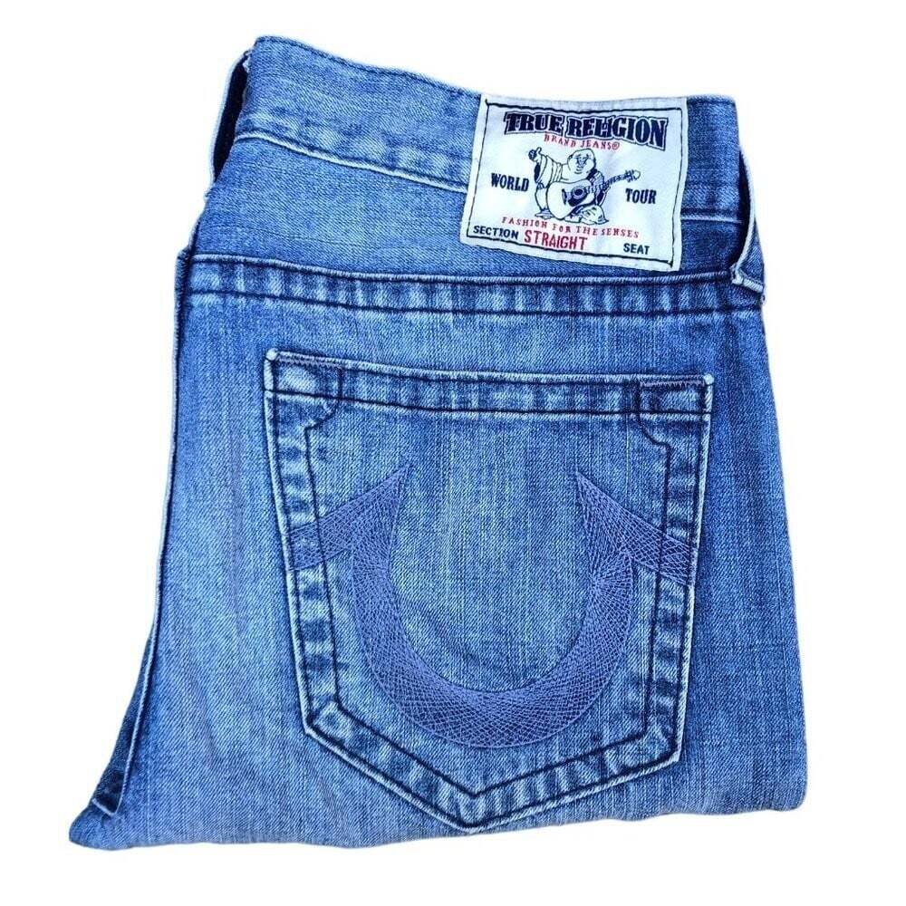 VINTAGE True Religion Jeans Size 34 STRAIGHT Blue